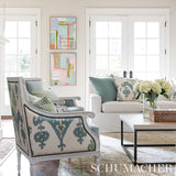 Schumacher Raja Embroidery Sky Fabric