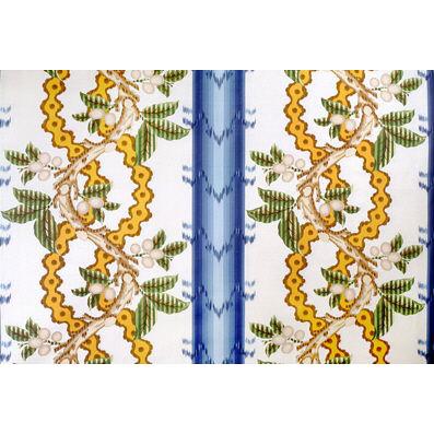 Brunschwig & Fils JOSSELIN COTTON AND LINEN PRINT LAGOON AND OCHRE Fabric