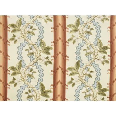 Brunschwig & Fils JOSSELIN COTTON AND LINEN PRINT RUST AND BLUE Fabric