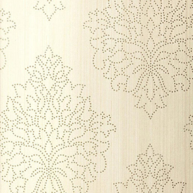 Schumacher Beaded Damask Alabaster Wallpaper