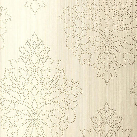 Schumacher Beaded Damask Alabaster Wallpaper
