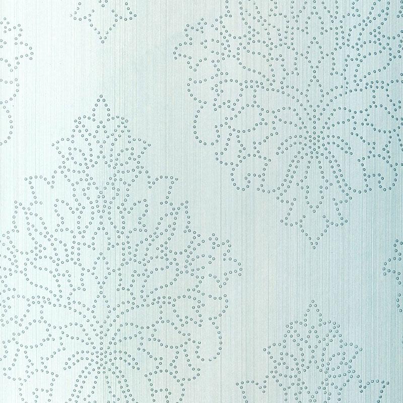 Schumacher Beaded Damask Sky Wallpaper