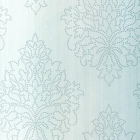Schumacher Beaded Damask Sky Wallpaper