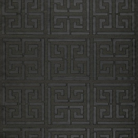 Schumacher Greek Key Sisal Jet Wallpaper