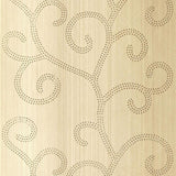 Schumacher Raindrop Scroll White Gold Wallpaper