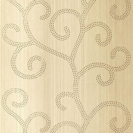 Schumacher Raindrop Scroll White Gold Wallpaper