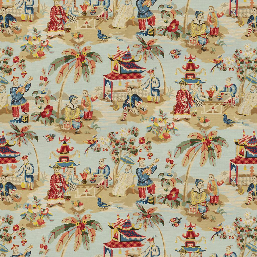 Brunschwig & Fils XIAN LINEN & COTTON PRINT SKY Fabric