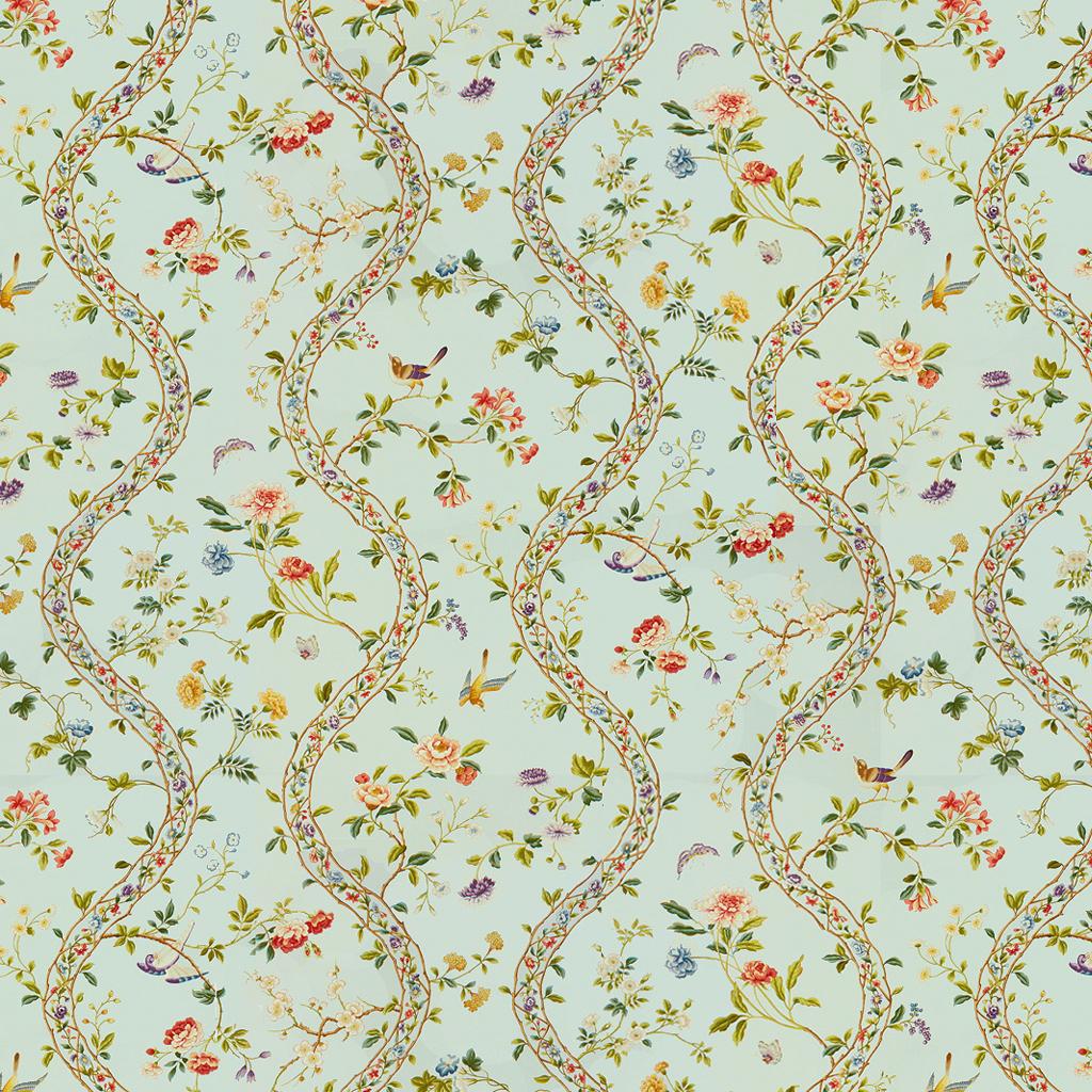 Brunschwig & Fils SILK ROAD COTTON PRINT OPAL Fabric