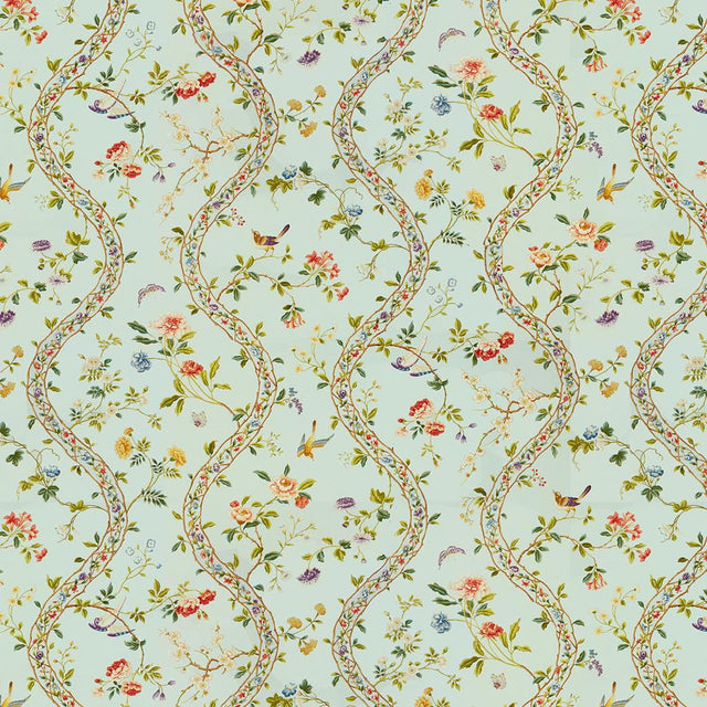 Brunschwig & Fils SILK ROAD COTTON PRINT OPAL Fabric