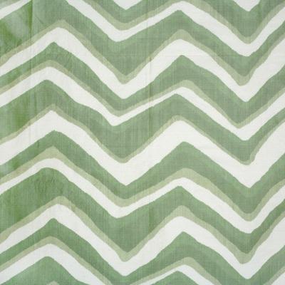 Brunschwig & Fils CHEVRON BAR SILK WARP PRINT LEAF Fabric