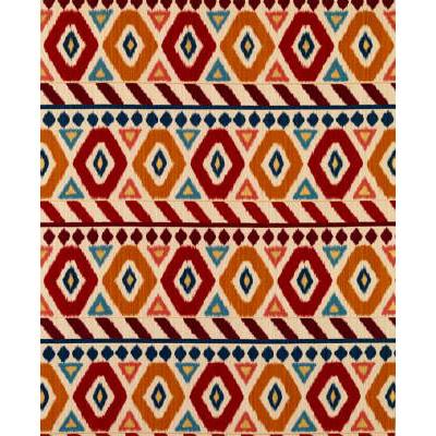 Brunschwig & Fils UZBEK LINEN AND COTTON PRINT RED/GOLD/BLUE Fabric