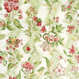 Brunschwig & Fils MONSOON FLORAL LINEN & COTTON PRINT CORAL/LETTUCE Fabric