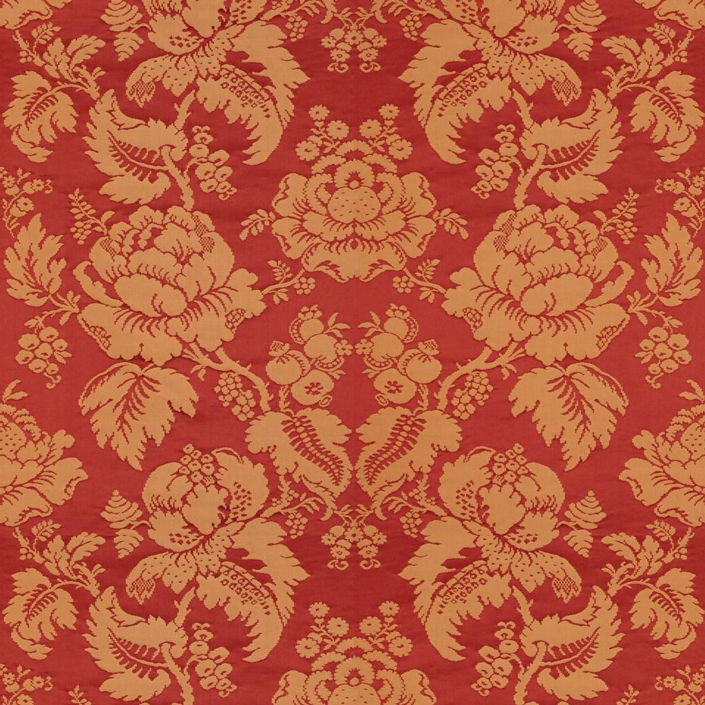 Brunschwig & Fils MOULINS DAMASK ROUGE/IVOIRE Upholstery Fabric