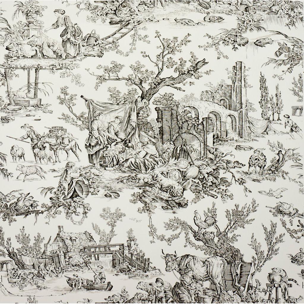 Brunschwig & Fils LE HAMEAU CHARCOAL Wallpaper