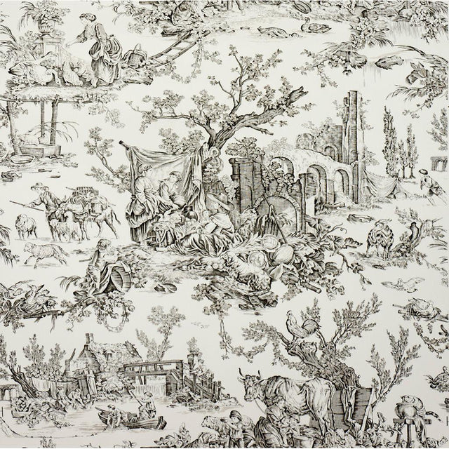 Brunschwig & Fils LE HAMEAU CHARCOAL Wallpaper