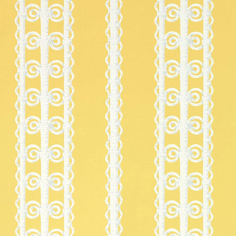 Schumacher Wicker Stripe Lemon Blossom Wallpaper