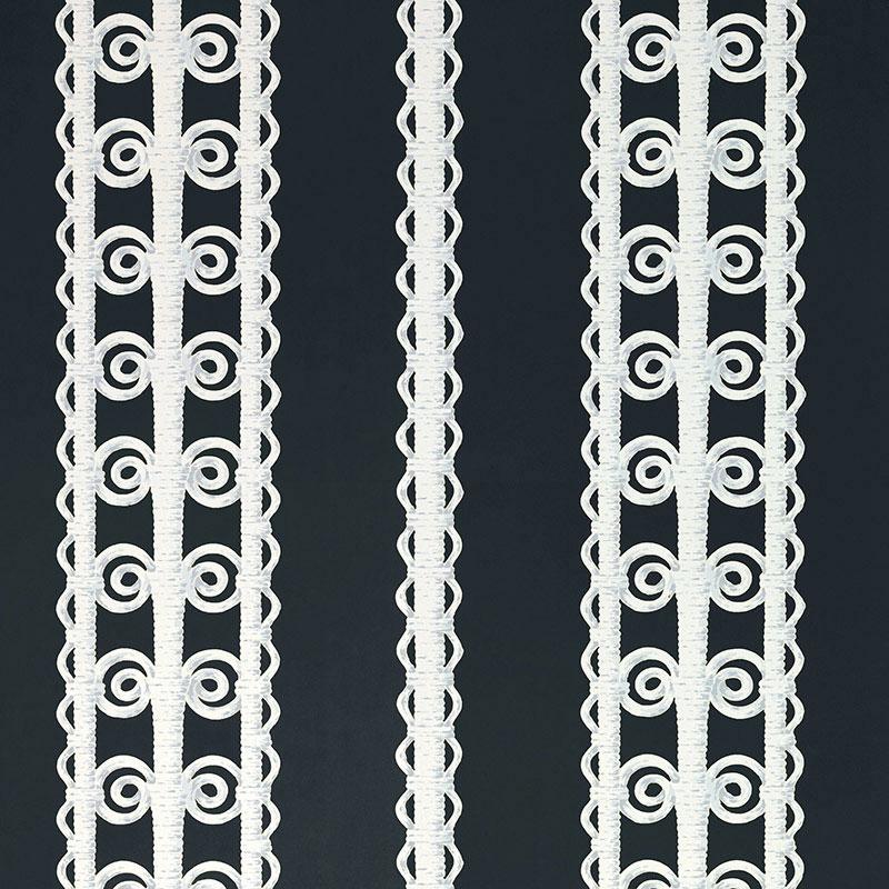 Schumacher Wicker Stripe Licorice Wallpaper