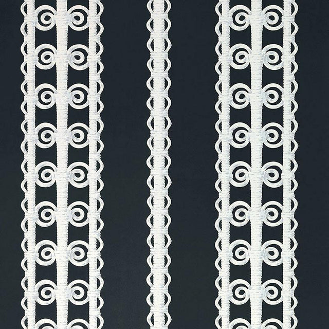Schumacher Wicker Stripe Licorice Wallpaper