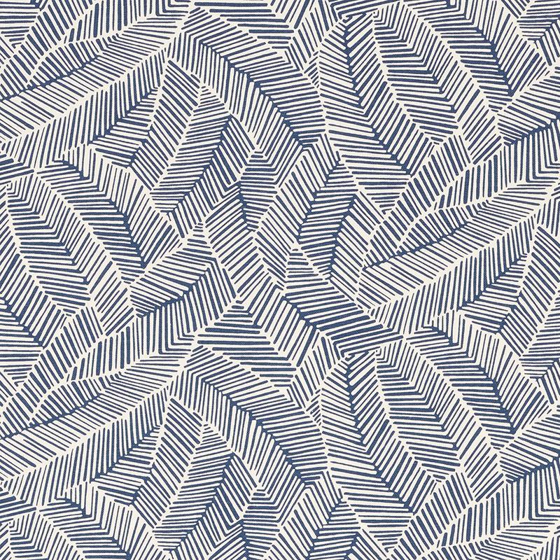 Schumacher Abstract Leaf Navy Fabric