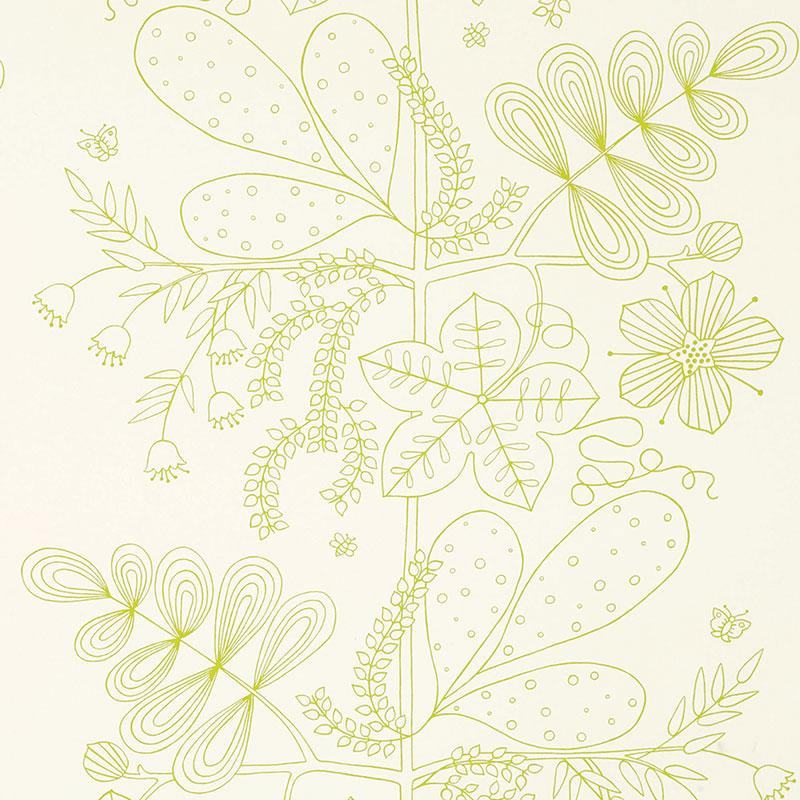 Schumacher Blommen Print Lime Fabric