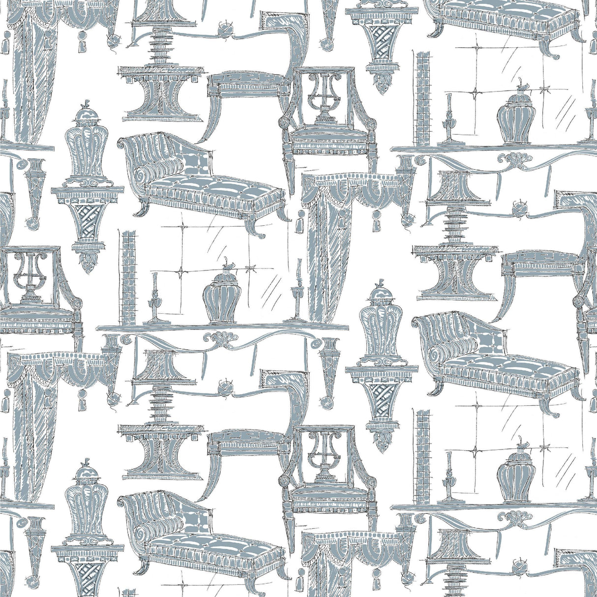 Gaston Y Daniela BLANCA BLANCO/AZUL Fabric