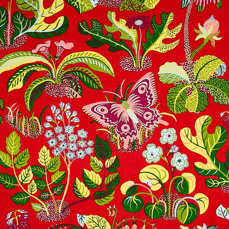 Schumacher Exotic Butterfly Red Fabric