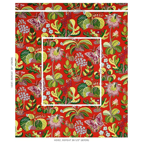 Schumacher Exotic Butterfly Red Fabric