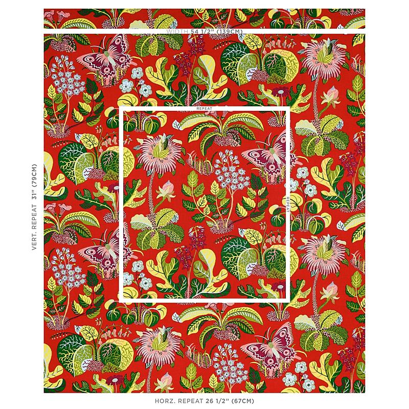 Schumacher Exotic Butterfly Red Fabric