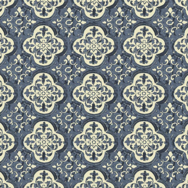 Kasmir Foil Indigo Fabric