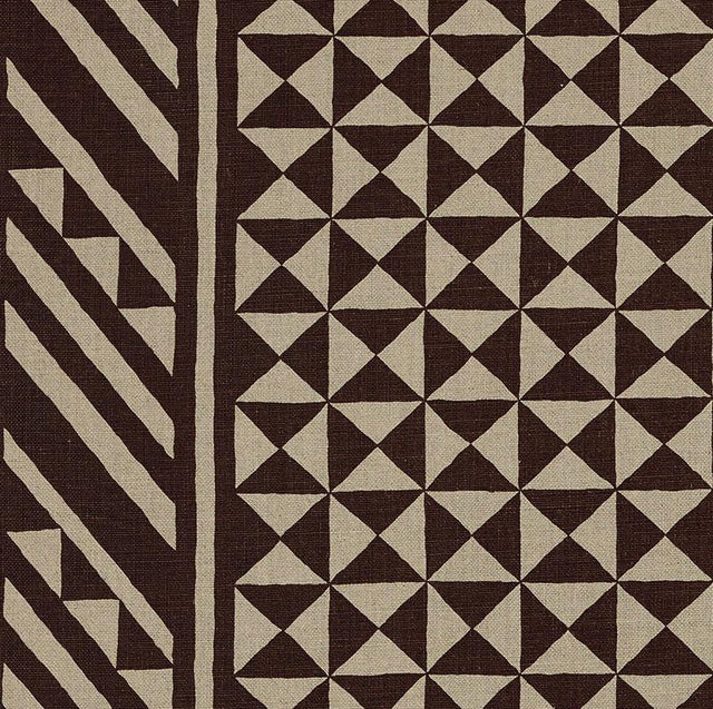 Schumacher Nuba Brown On Natural Fabric