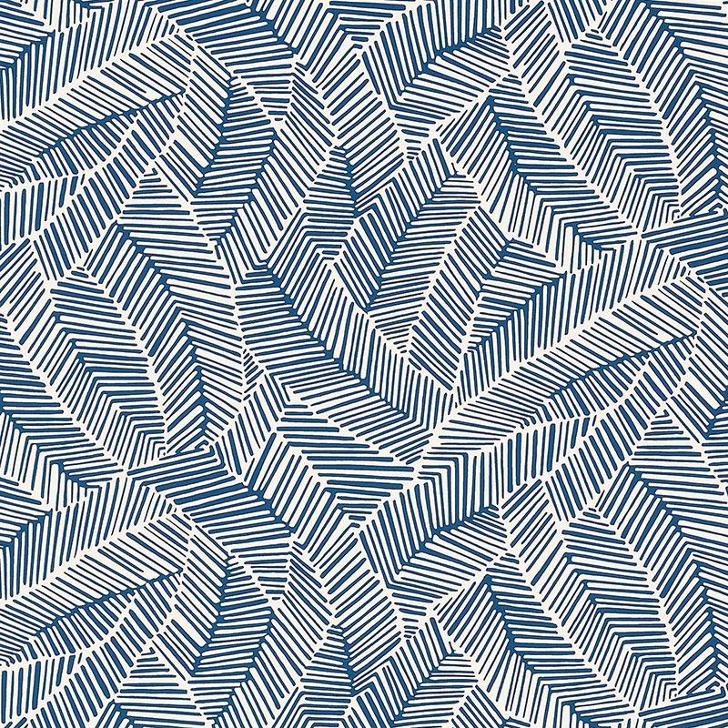 Schumacher Abstract Leaf Navy Wallpaper