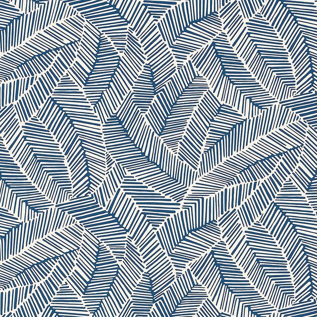Schumacher Abstract Leaf Navy Wallpaper