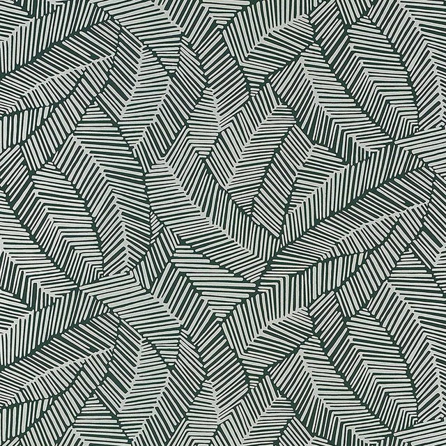 Schumacher Abstract Leaf Metallic Slate Wallpaper