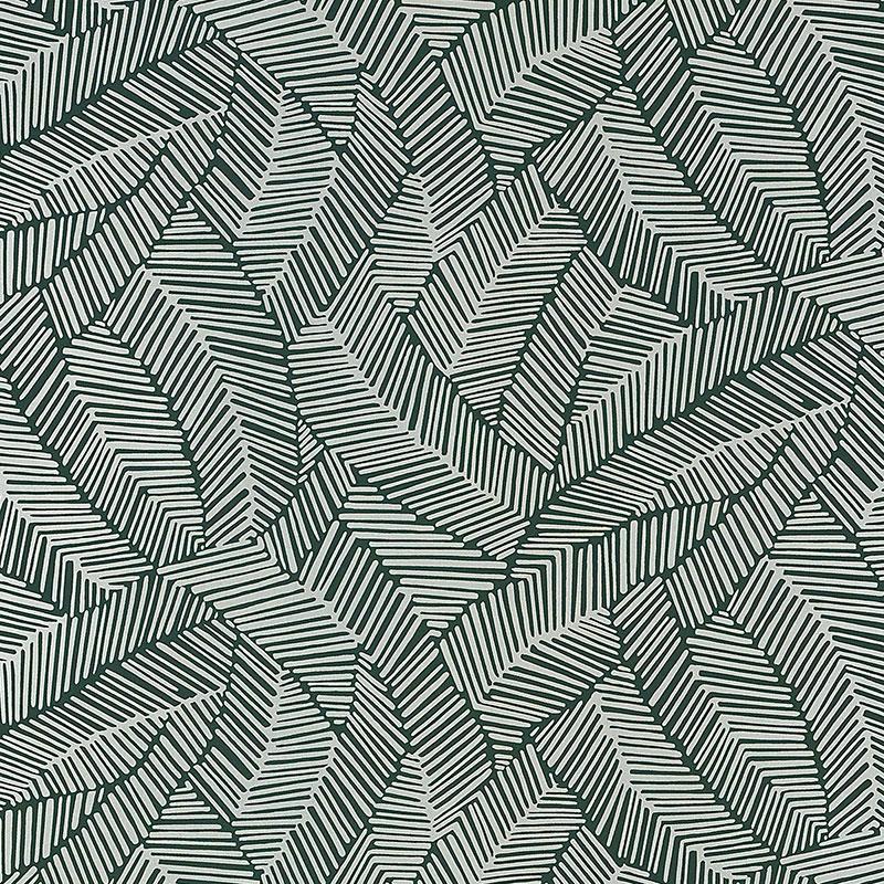 Schumacher Abstract Leaf Metallic Slate Wallpaper