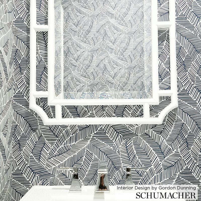 Schumacher Abstract Leaf Metallic Slate Wallpaper