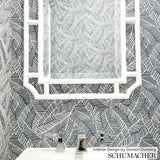 Schumacher Abstract Leaf Metallic Slate Wallpaper