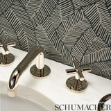 Schumacher Abstract Leaf Metallic Slate Wallpaper
