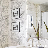 Schumacher Blommen Noir / Blanc Wallpaper