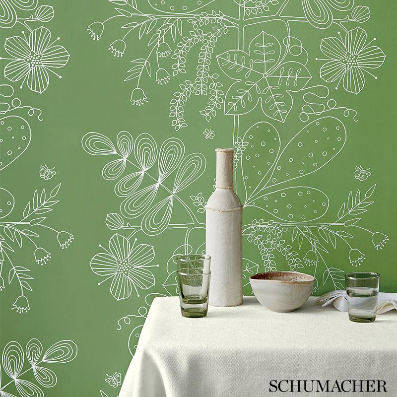 Schumacher Blommen Noir / Blanc Wallpaper