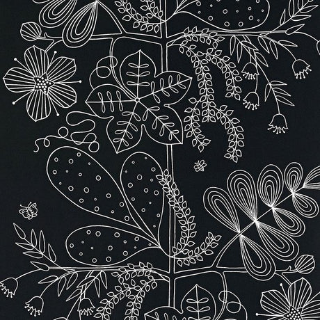 Schumacher Blommen Ebony Wallpaper