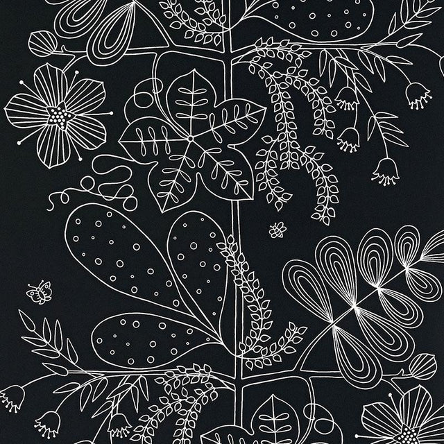 Schumacher Blommen Ebony Wallpaper