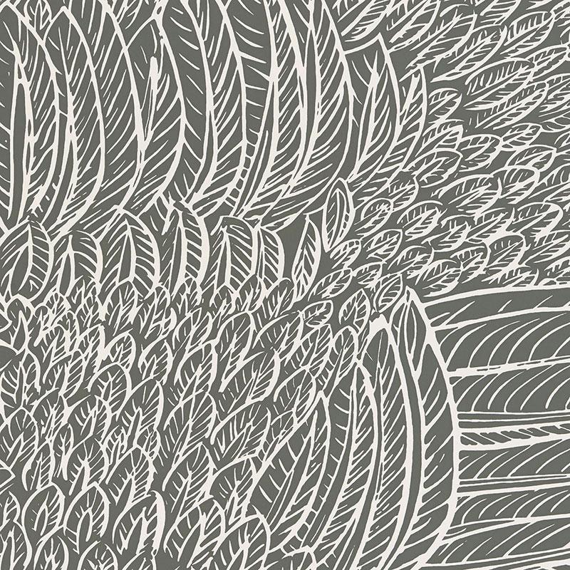 Schumacher Featherfest Slate Wallpaper