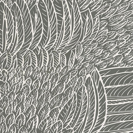 Schumacher Featherfest Slate Wallpaper