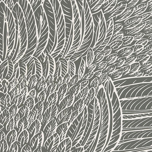 Schumacher Featherfest Slate Wallpaper