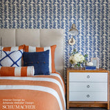 Schumacher Leaf Stripe Mist Wallpaper