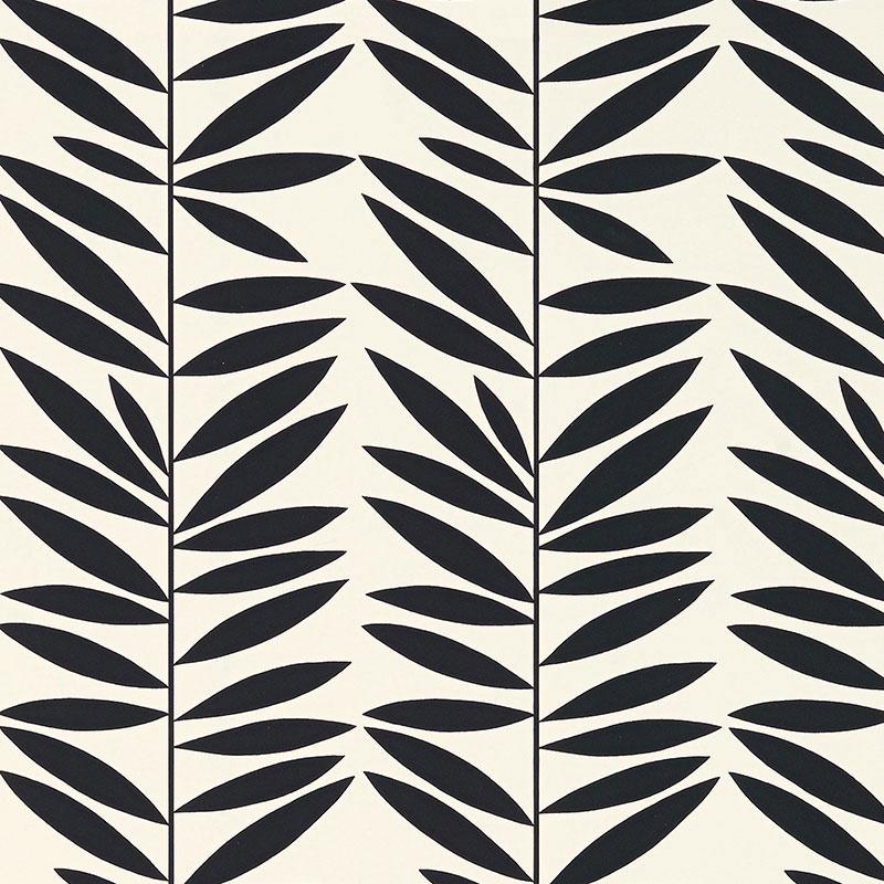 Schumacher Leaf Stripe Ebony Wallpaper