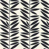 Schumacher Leaf Stripe Ebony Wallpaper