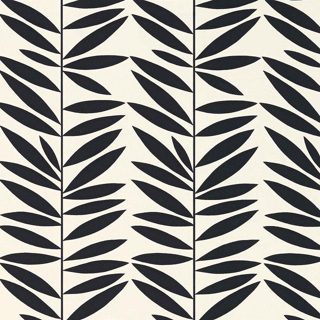 Schumacher Leaf Stripe Ebony Wallpaper