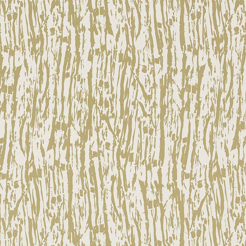 Schumacher Tree Texture Pale Gold Wallpaper