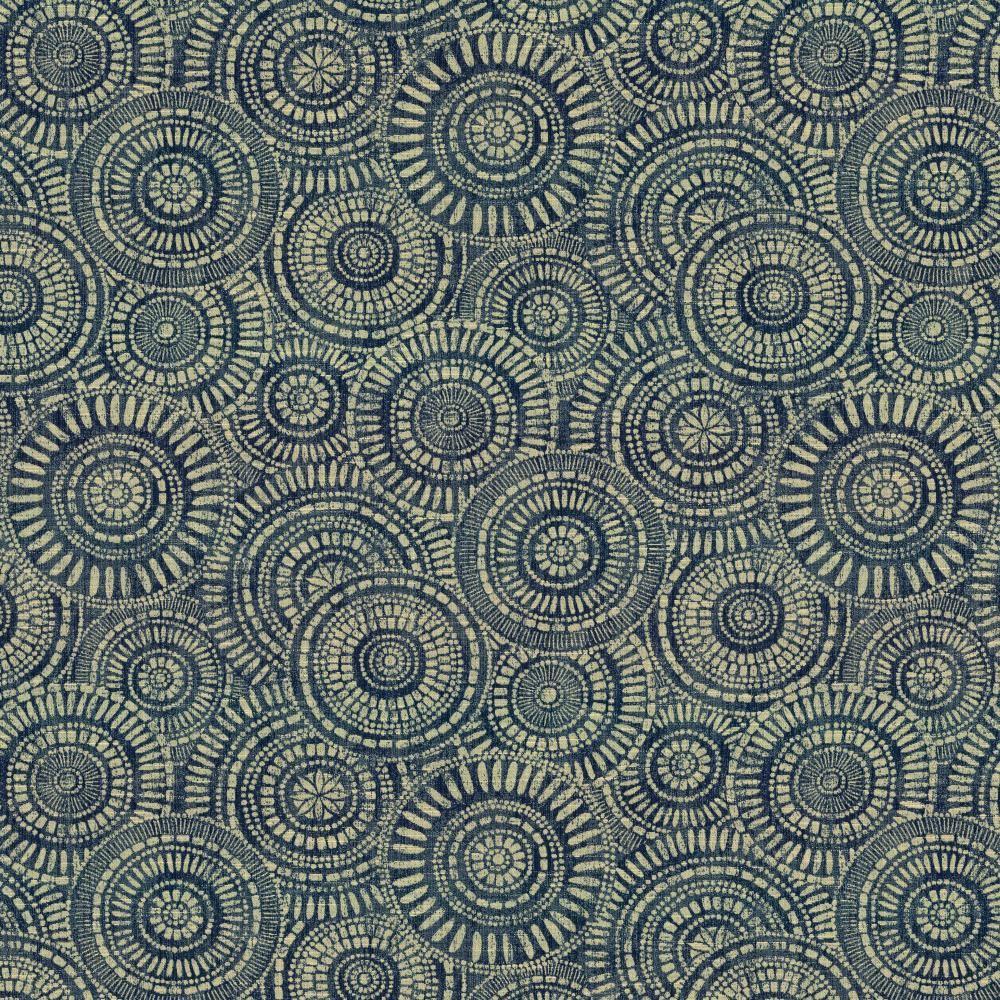 Kasmir Round We Go Indigo Fabric